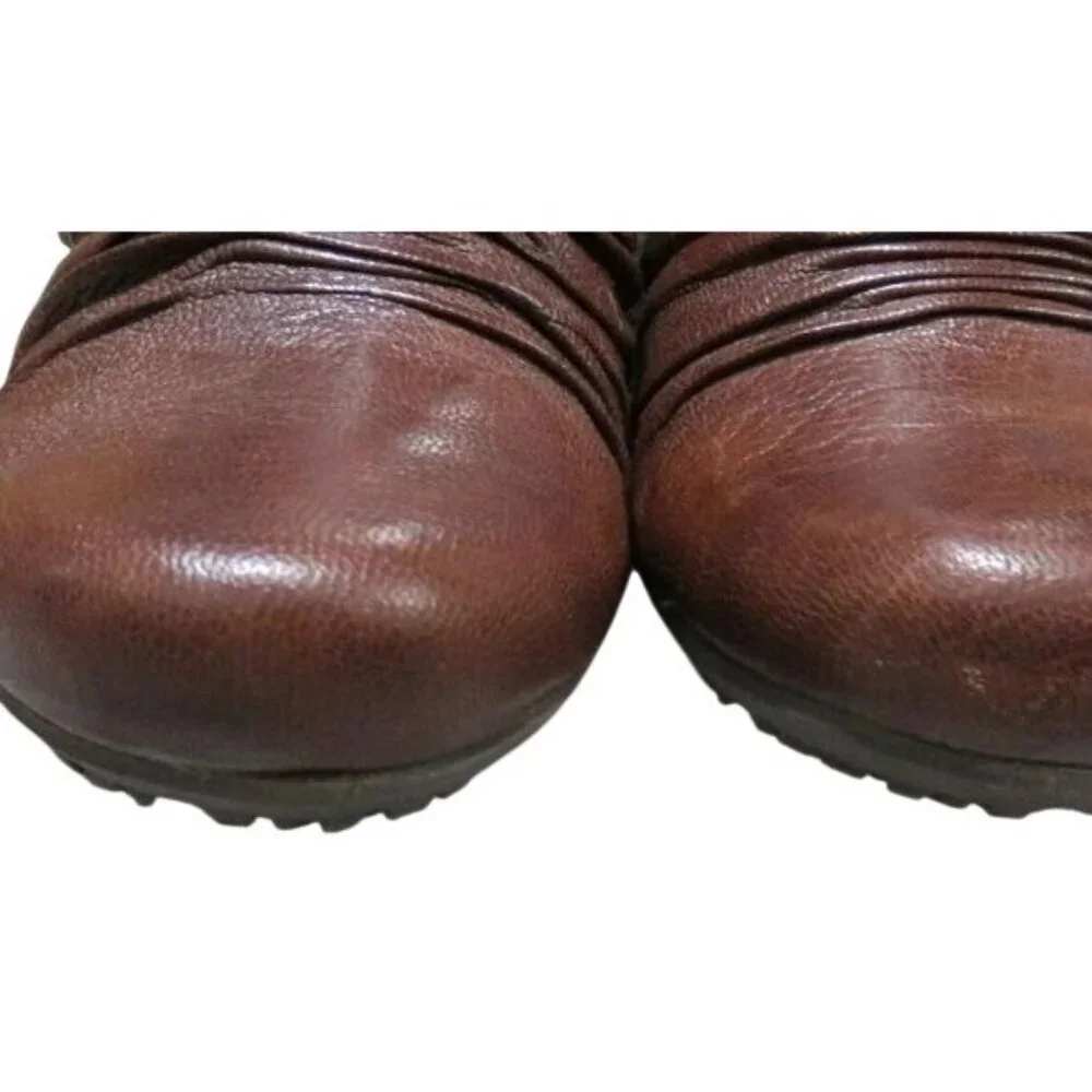 Bare Traps Treasures Quality Brown leather Block Heel ankle booties boots classy